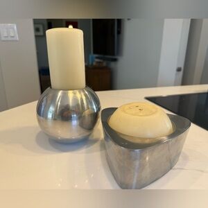 Vintage IKEA Modern Candle Holders – Sculptural Aluminum – Set of 2